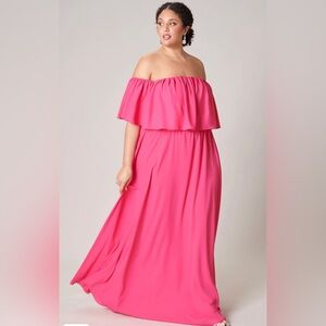 NWT Sugarlips RSVP Elegant Pink Fuchsia Off-Shoulder Dress size 2X /3X 🌹🌸🌺